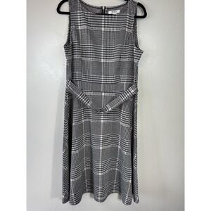 WHBM Black/white/pink Plaid Sleeveless Scoopneck Dress Size 14